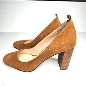 FRANCO SARTO brown leather suede faux snakeskin heeled shoes womens sz 7.5